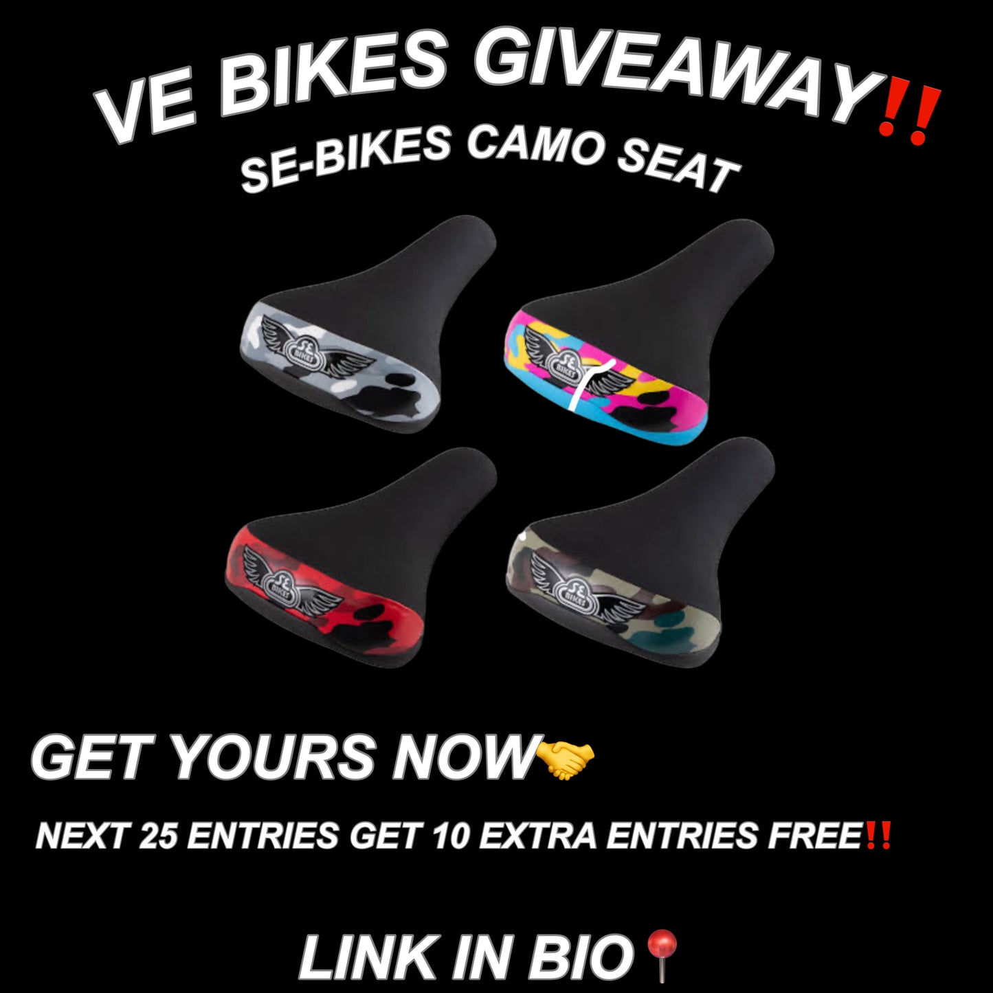 ‼️SE BIKES CAMO SEAT(w/ bottle opener) GIVEAWAY!!‼️