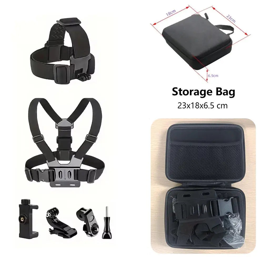 6-in-1 Action Camera Vlog Kit Chest And Head Mount